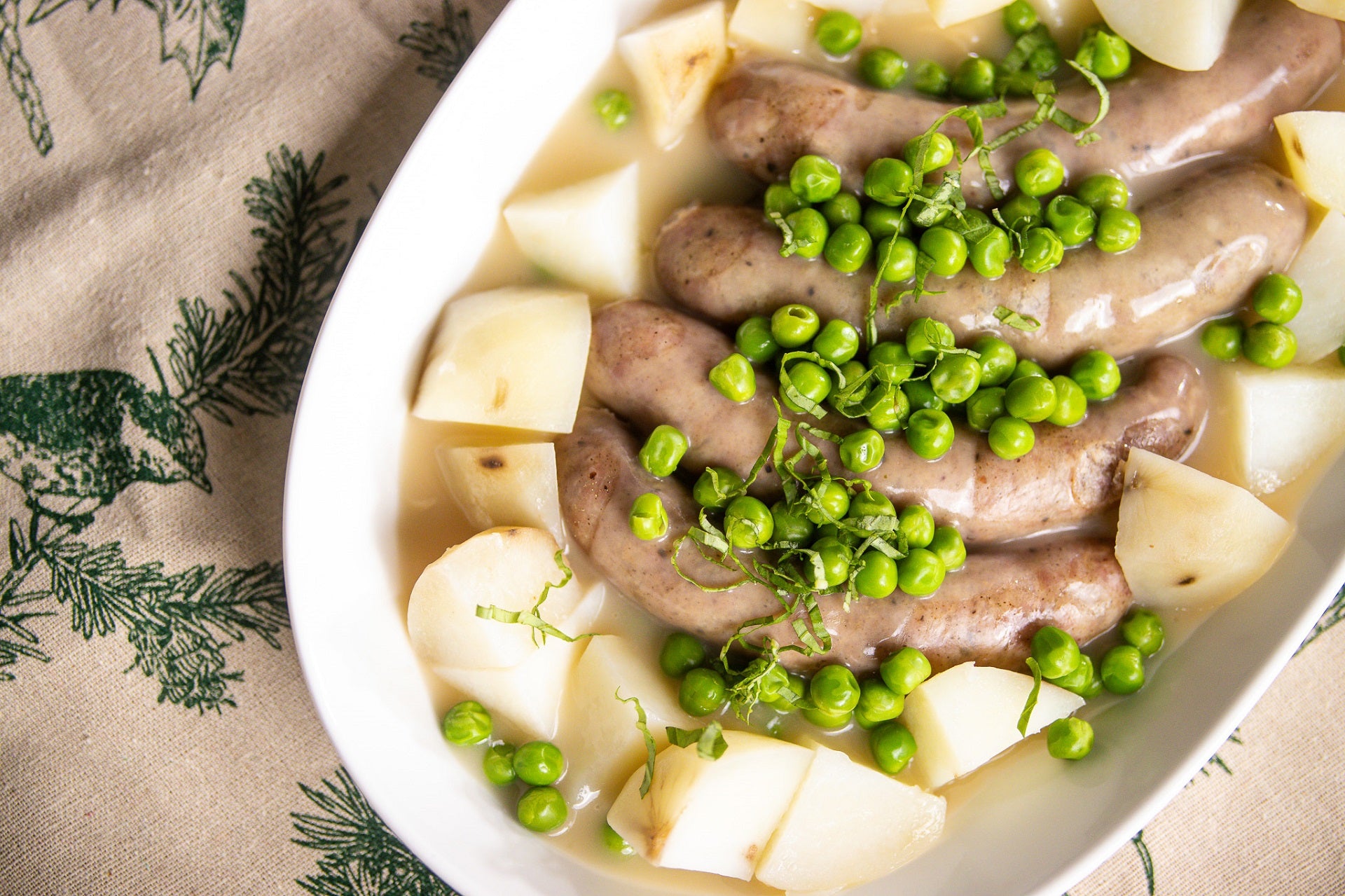 Sausages, Potato, Peas and Gravy